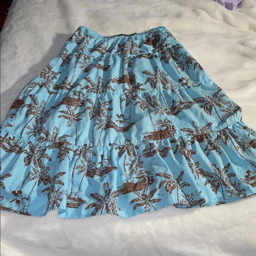 Women’s size M Disney Tiki Kingdom blue & brown cotton maxi skirt - Picture 1 of 6